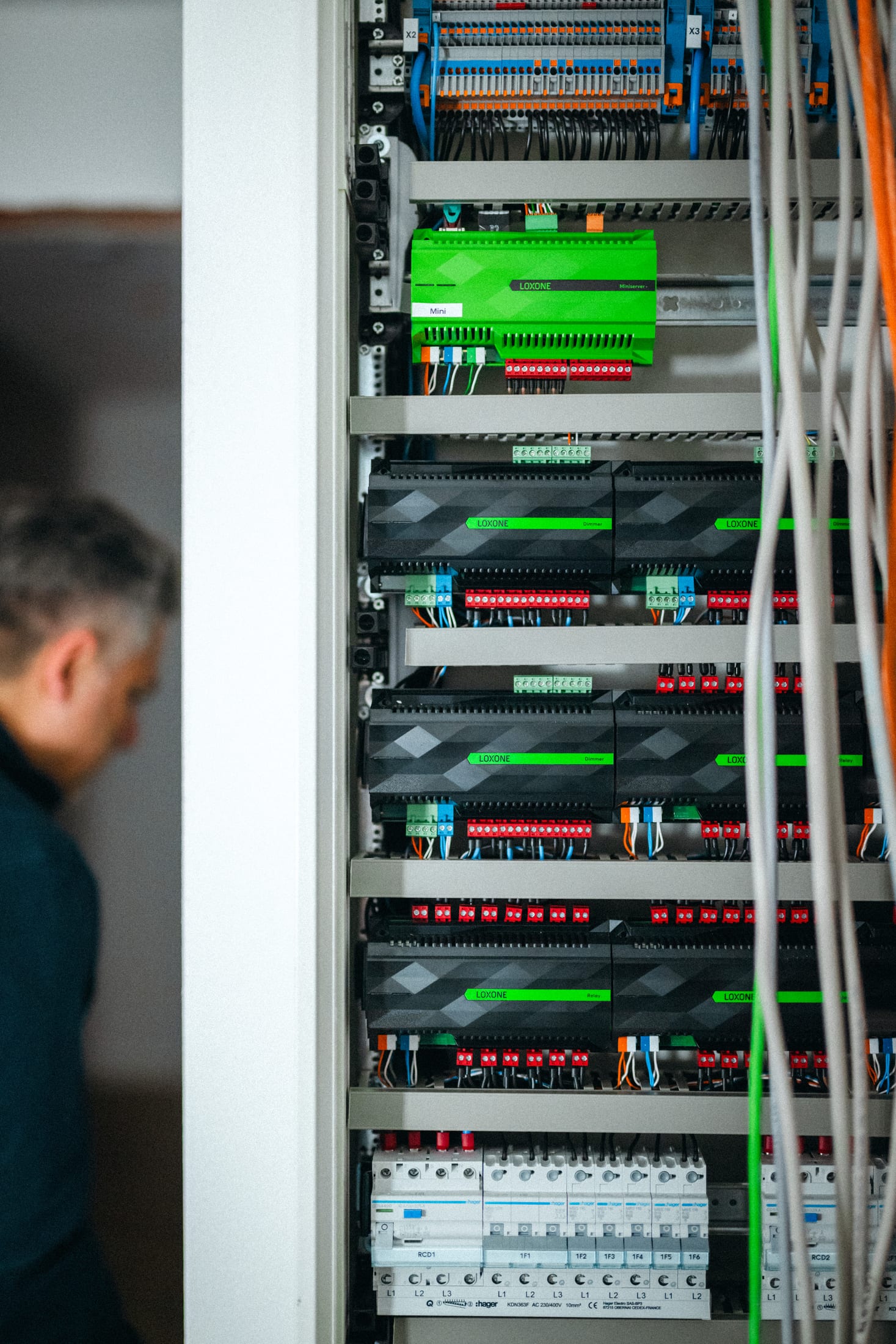 A Loxone control cabinet and network rack, rebuilt and labelled