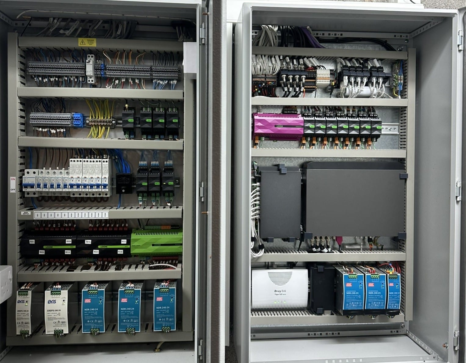 The same system rebuilt, tidy and fully labelled after the rescue