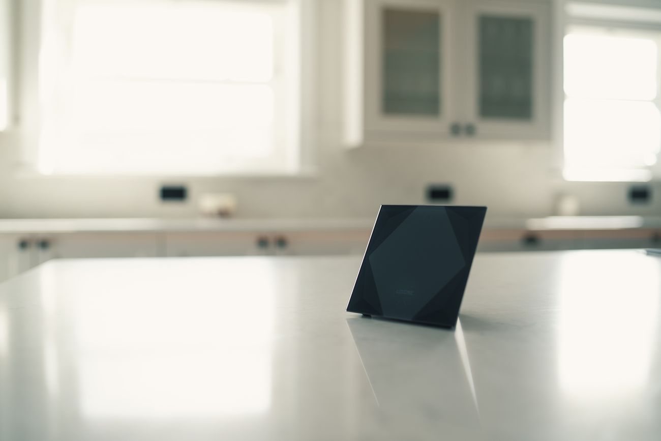 Loxone Touch panel on a kitchen counter